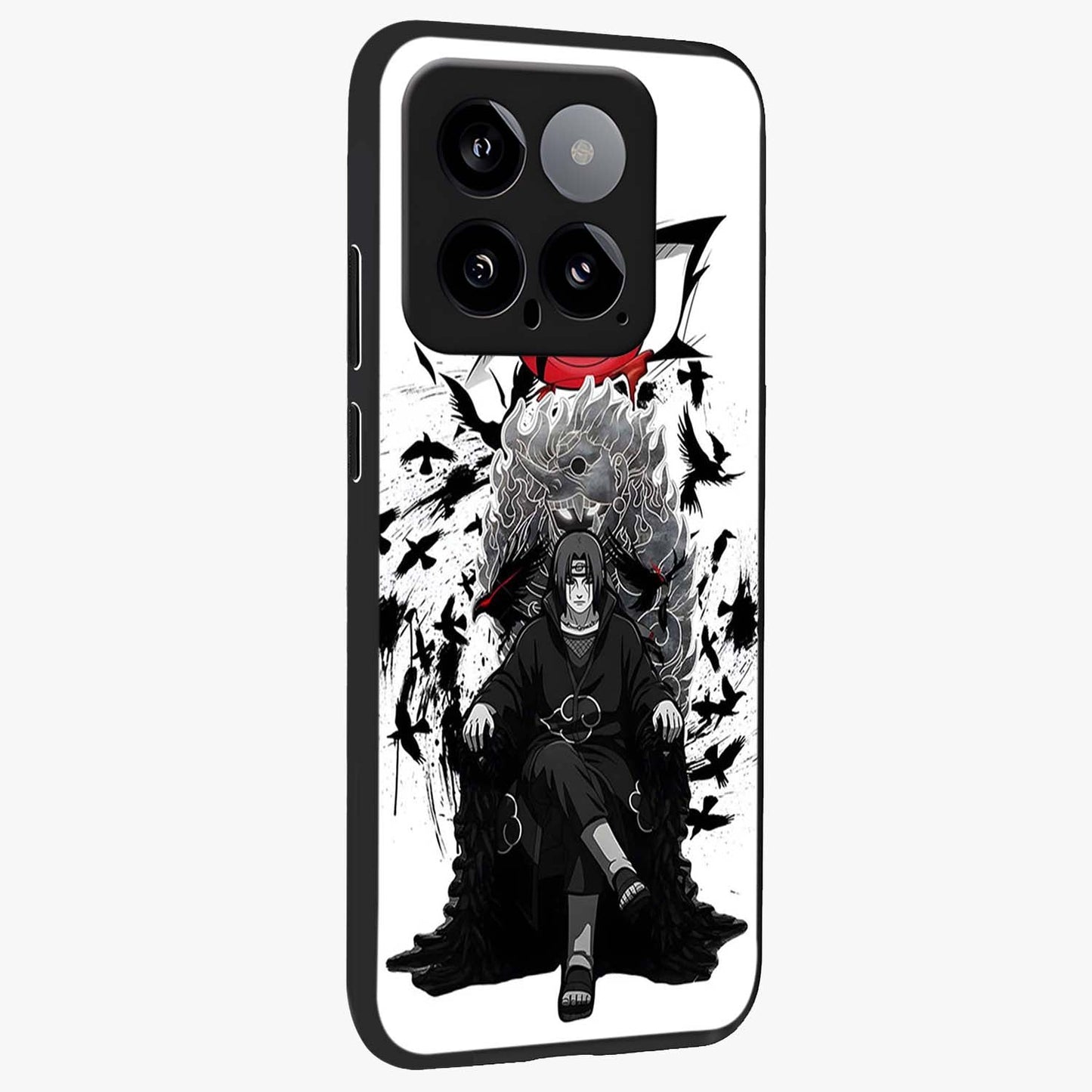 Uchiha Shadow Throne Glass Case upright view showcasing magical underwater galaxy artwork with vibrant cosmic theme.