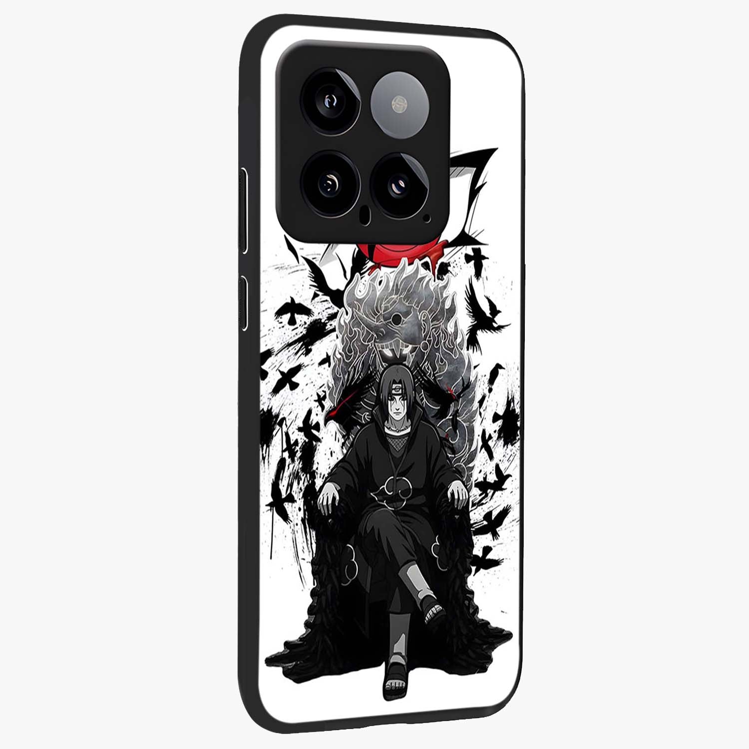 Uchiha Shadow Throne Glass Case upright view showcasing magical underwater galaxy artwork with vibrant cosmic theme.