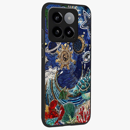 Universe Underwater Spark Glass Case upright view showcasing magical underwater galaxy artwork with vibrant cosmic theme.
