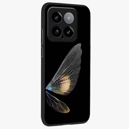 Whispers Of Wings Glass Case upright view showcasing elegant wing artwork with light airy theme.