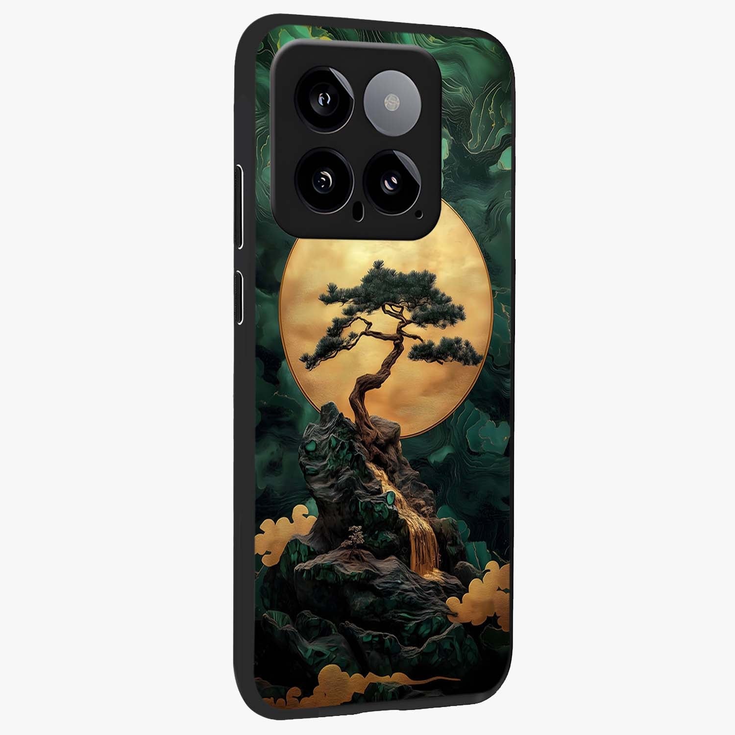 Zen Moon Rise Glass Case upright view showcasing serene moon artwork with tranquil night theme.