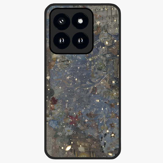 Aesthetic Astrolophia Glass Case showing flat back view with dreamy aesthetic design and glossy glass finish.