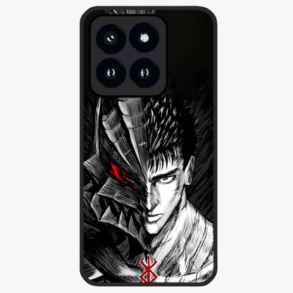 Berserker Blood Oath Glass Case showing flat back view with fierce warrior inspired artwork and glossy glass finish.