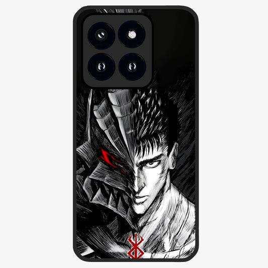 Berserker Blood Oath Glass Case showing flat back view with fierce warrior inspired artwork and glossy glass finish.