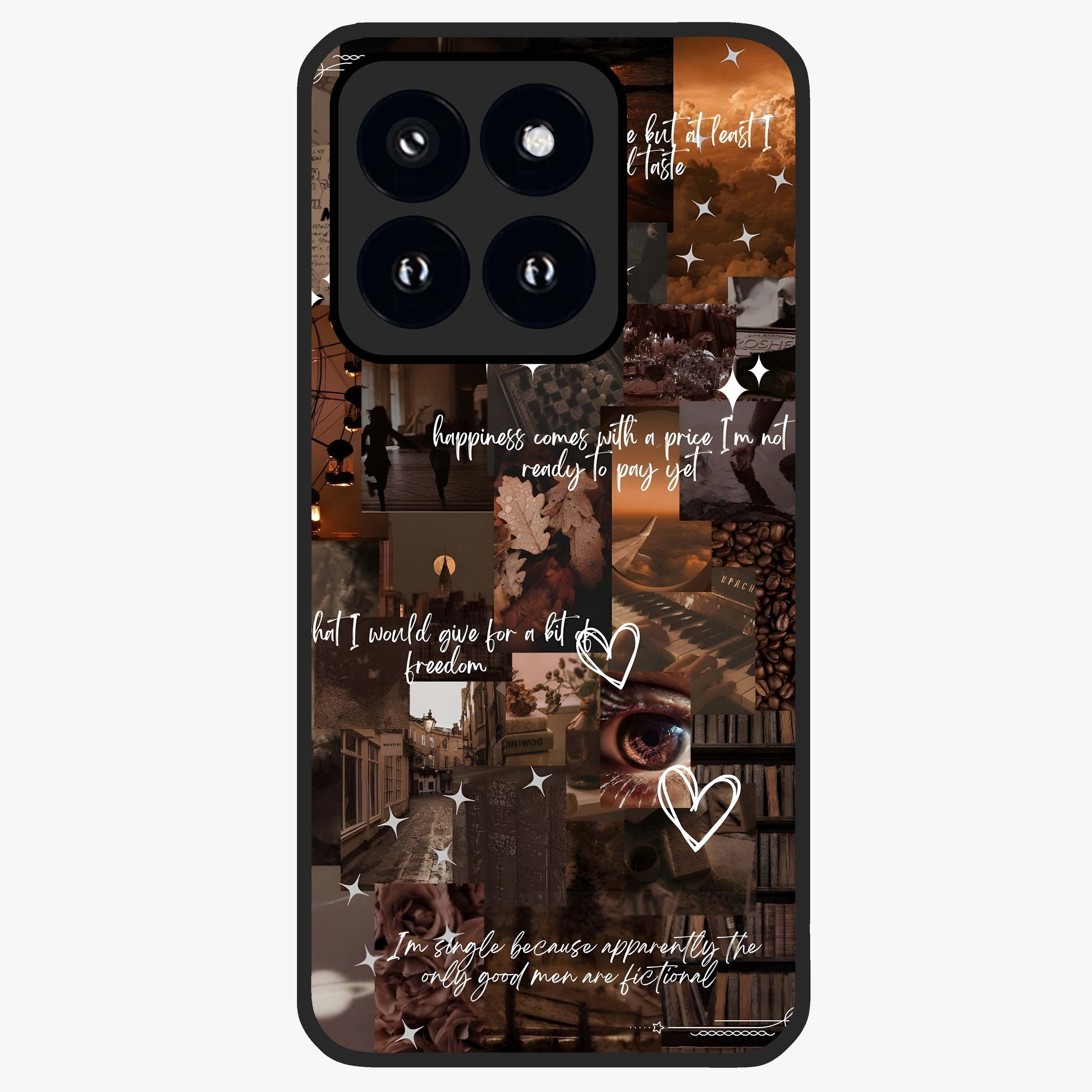 Bittersweet Aesthetic Chaos Glass Case showing flat back view with artistic chaotic aesthetic design and glossy glass finish.