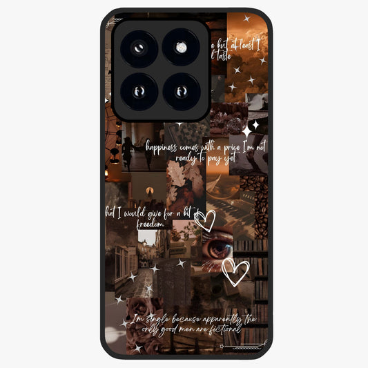 Bittersweet Aesthetic Chaos Glass Case showing flat back view with artistic chaotic aesthetic design and glossy glass finish.
