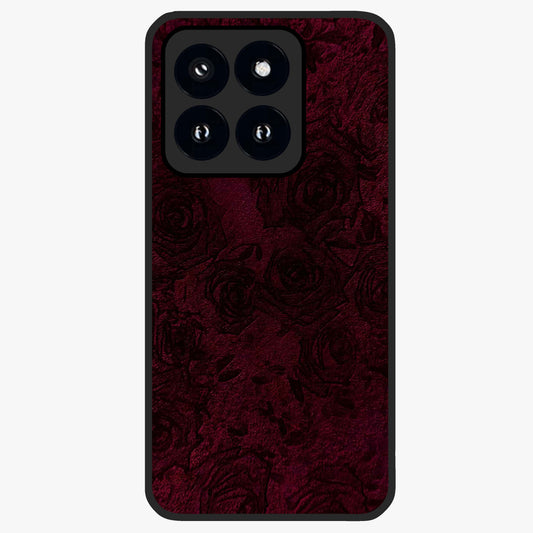 Crimson Fade Flow Glass Case showing flat back view with flowing crimson gradient artwork and glossy glass finish.