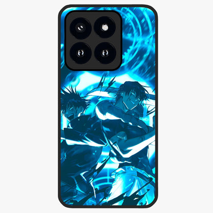 Cursed Energy Clash Glass Case showing flat back view with intense cursed energy artwork and glossy glass finish.