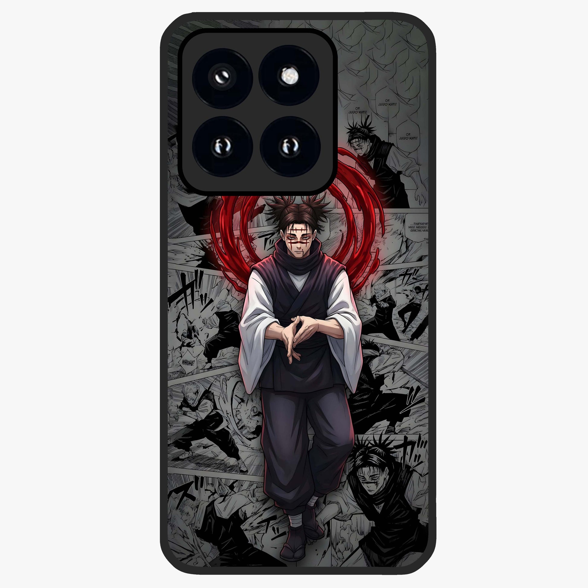 Cursed Ritual Ascension Glass Case showing flat back view with dark ritual themed artwork and glossy glass finish.