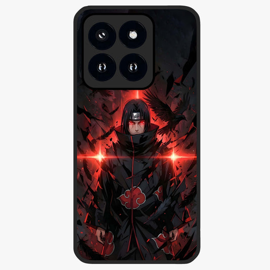 Focused Blade Discipline Glass Case showing flat back view with warrior sword themed artwork and glossy glass finish.