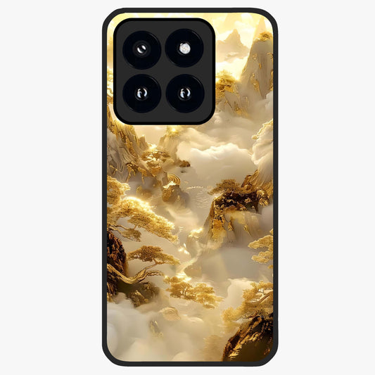 Gates Of Illumination Glass Case showing flat back view with mystical illuminated gate artwork and glossy glass finish.
