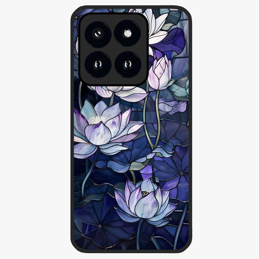 Gloss Petal Rush Glass Case showing flat back view with glossy flower petal artwork and smooth glass finish.