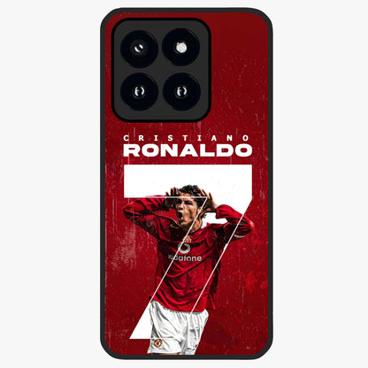 Goal Celebration Legacy Glass Case showing flat back view with football celebration inspired artwork and glossy glass finish.