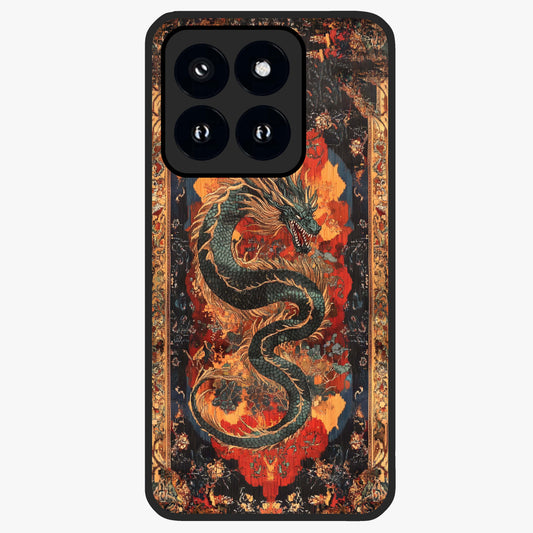 Inferno Dragon Soul Glass Case showing flat back view with fiery dragon artwork and glossy glass finish.