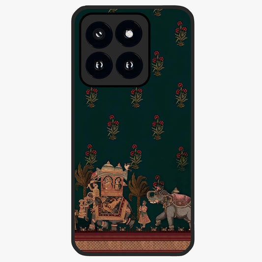 Macmerise Glass Case showing flat back view with stylish modern artwork and glossy glass finish.