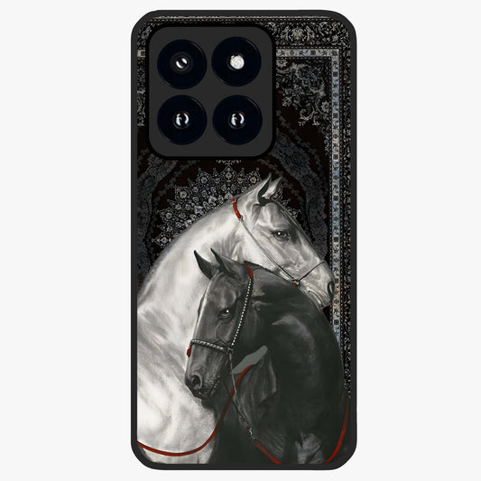 Majestic Ride Legacy Glass Case showing flat back view with powerful automotive inspired artwork and glossy glass finish.