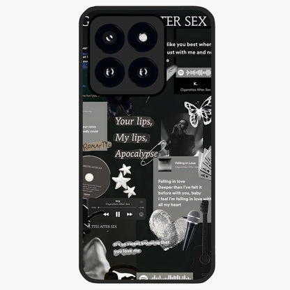 Midnight Love Echo Glass Case showing flat back view with romantic midnight themed artwork and glossy glass finish.