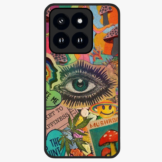 Mystic Eye Wonderland Glass Case showing flat back view with mystical eye themed artwork and glossy glass finish.