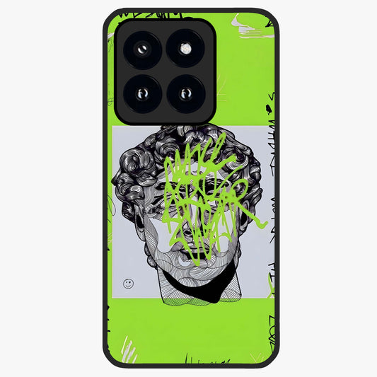 Neo Graffiti Rebellion Glass Case showing flat back view with vibrant graffiti artwork and glossy glass finish.