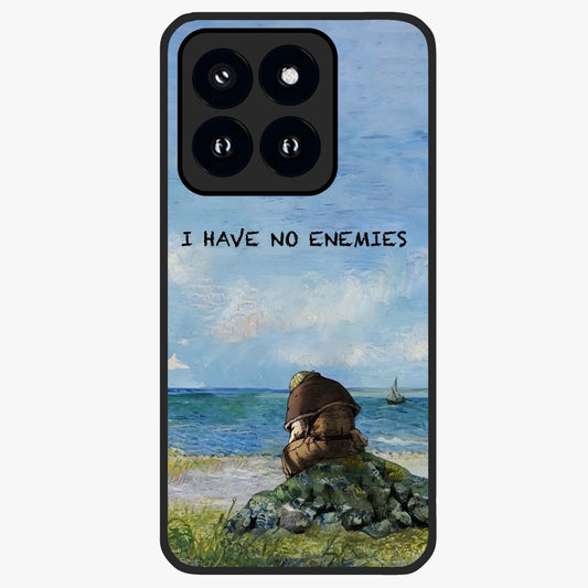 Peace Beyond War Glass Case showing flat back view with symbolic peace themed artwork and glossy glass finish.