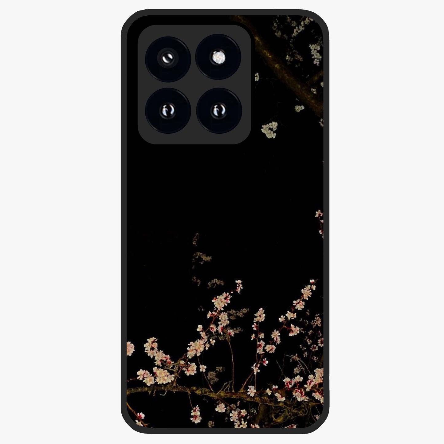 Petal Moon Light With Custom Name Glass Case showing flat back view with floral moonlight artwork and personalized name design.