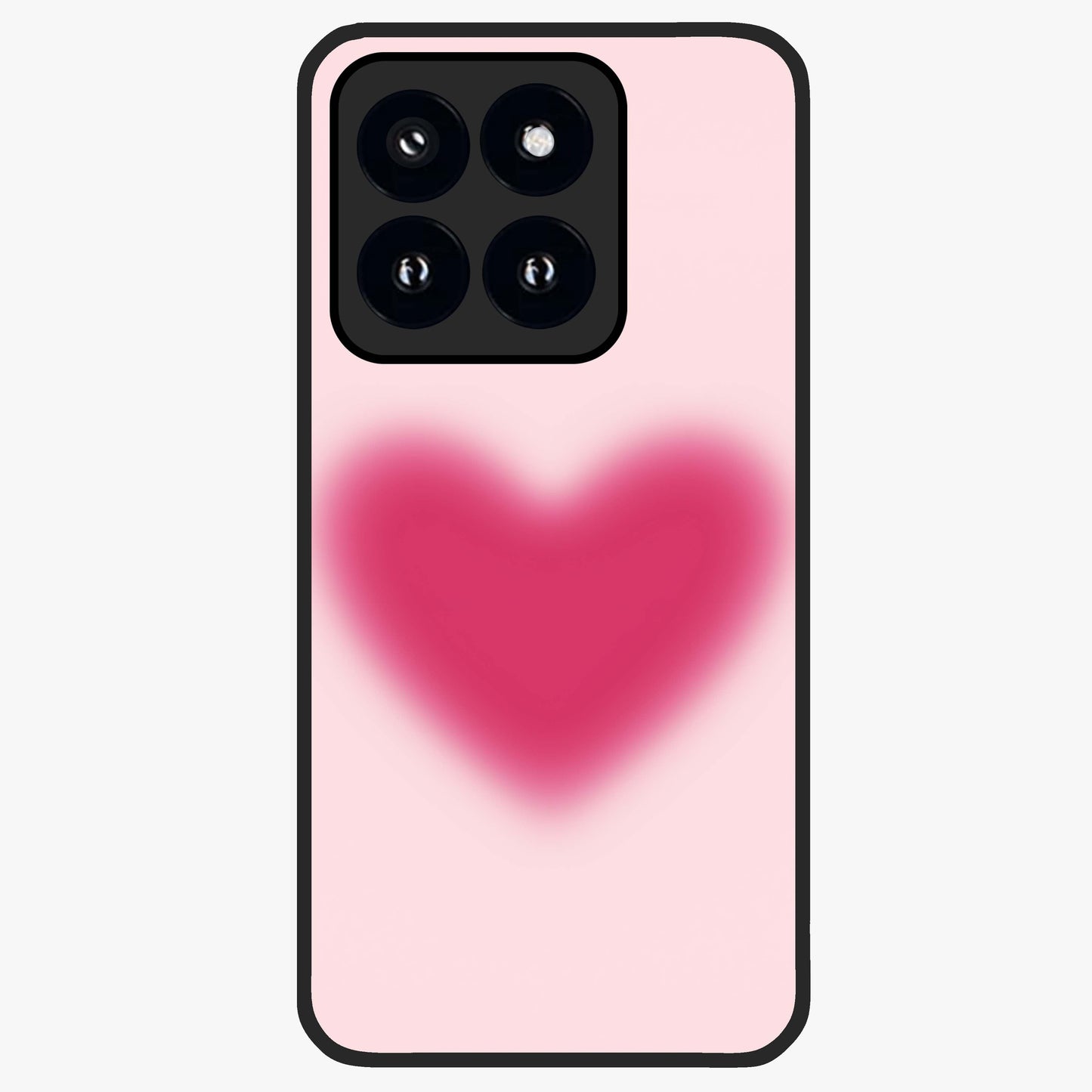 Pink Aura Heart Glass Case showing flat back view with glowing heart artwork and glossy glass finish.