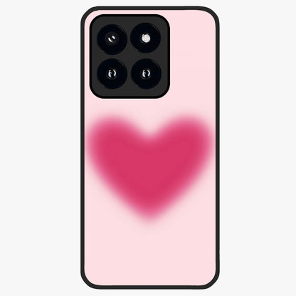 Pink Aura Heart Glass Case showing flat back view with glowing heart artwork and glossy glass finish.