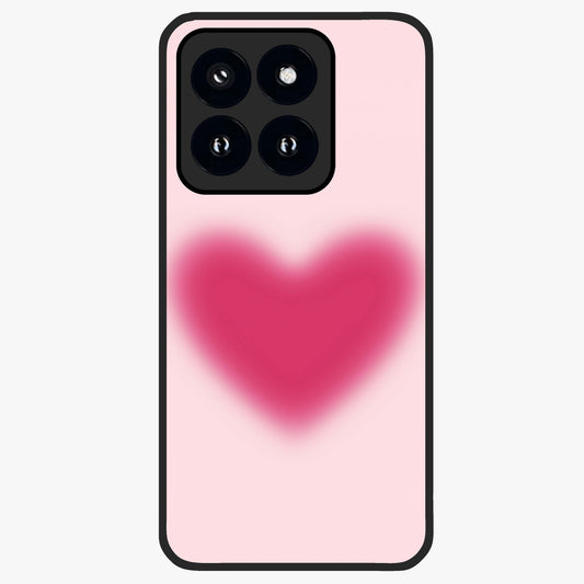 Pink Aura Heart Glass Case showing flat back view with glowing heart artwork and glossy glass finish.