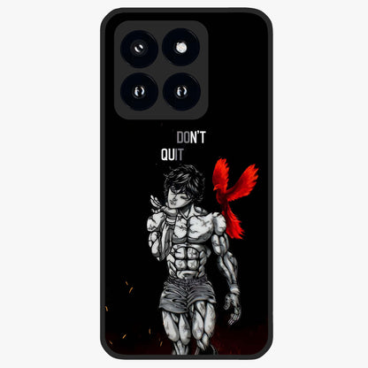 Rise Beyond Limits Glass Case showing flat back view with motivational typography artwork and glossy glass finish.