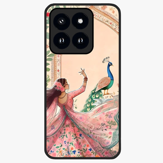 Royal Grace Muse Glass Case showing flat back view with elegant artistic artwork and glossy glass finish.