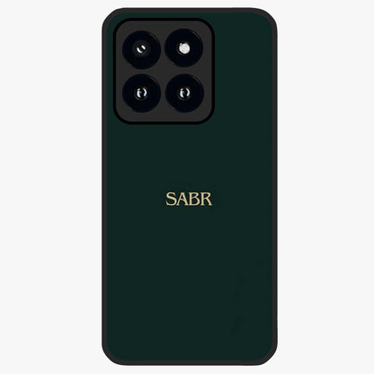 Sabr Minimal Patience Glass Case showing flat back view with minimalist typography artwork and glossy glass finish.