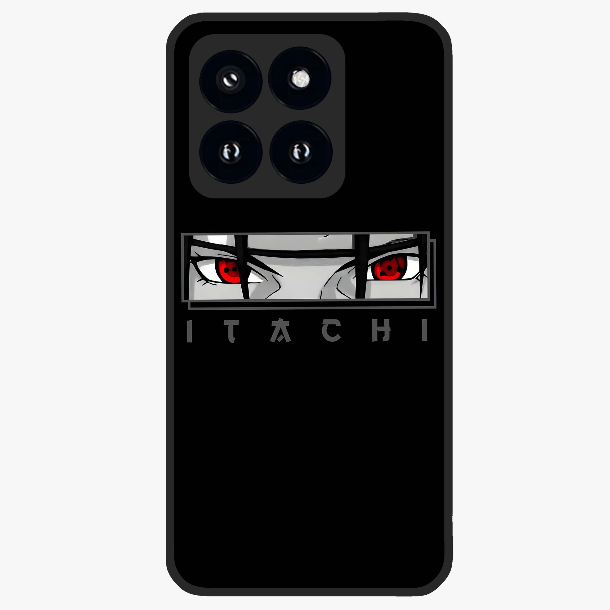 Scarlet Gaze Dominance Glass Case showing flat back view with striking red themed artwork and glossy glass finish.