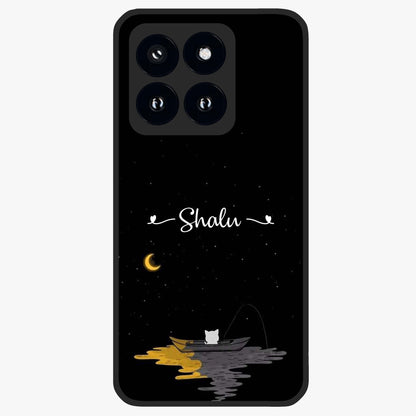 Silent Night Row Glass Case showing flat back view with calm night themed artwork and glossy glass finish.