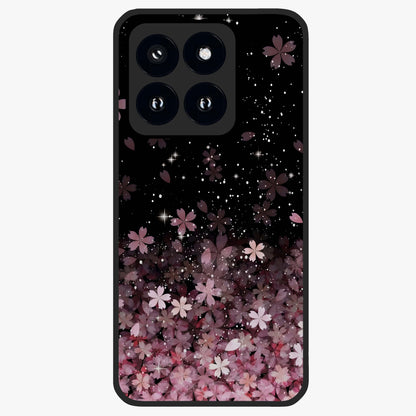 Small Starry Flowers Glass Case showing flat back view with delicate starry floral artwork and glossy glass finish.