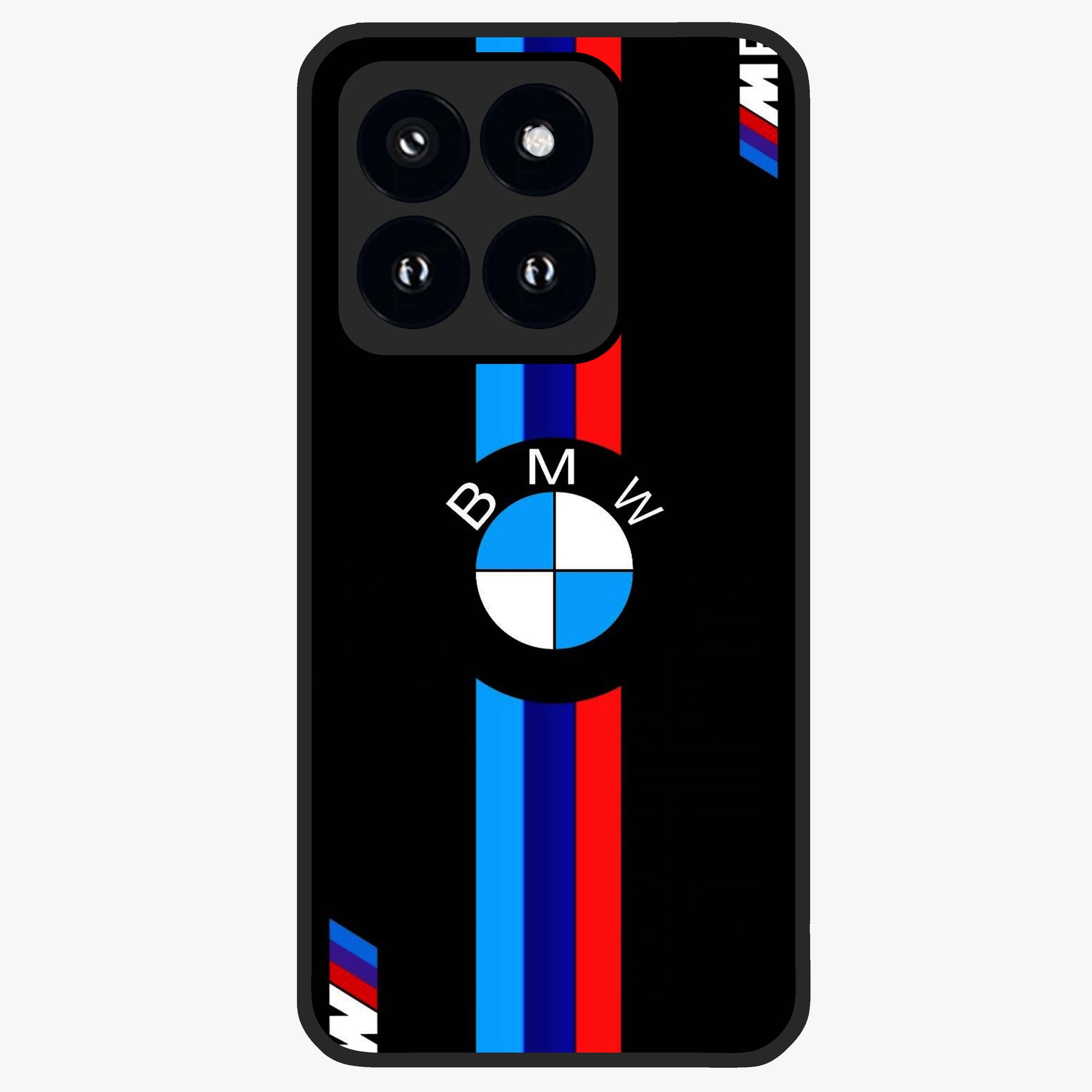 Turbo BMW Beast Glass Case showing flat back view with high performance sports car artwork and glossy glass finish.