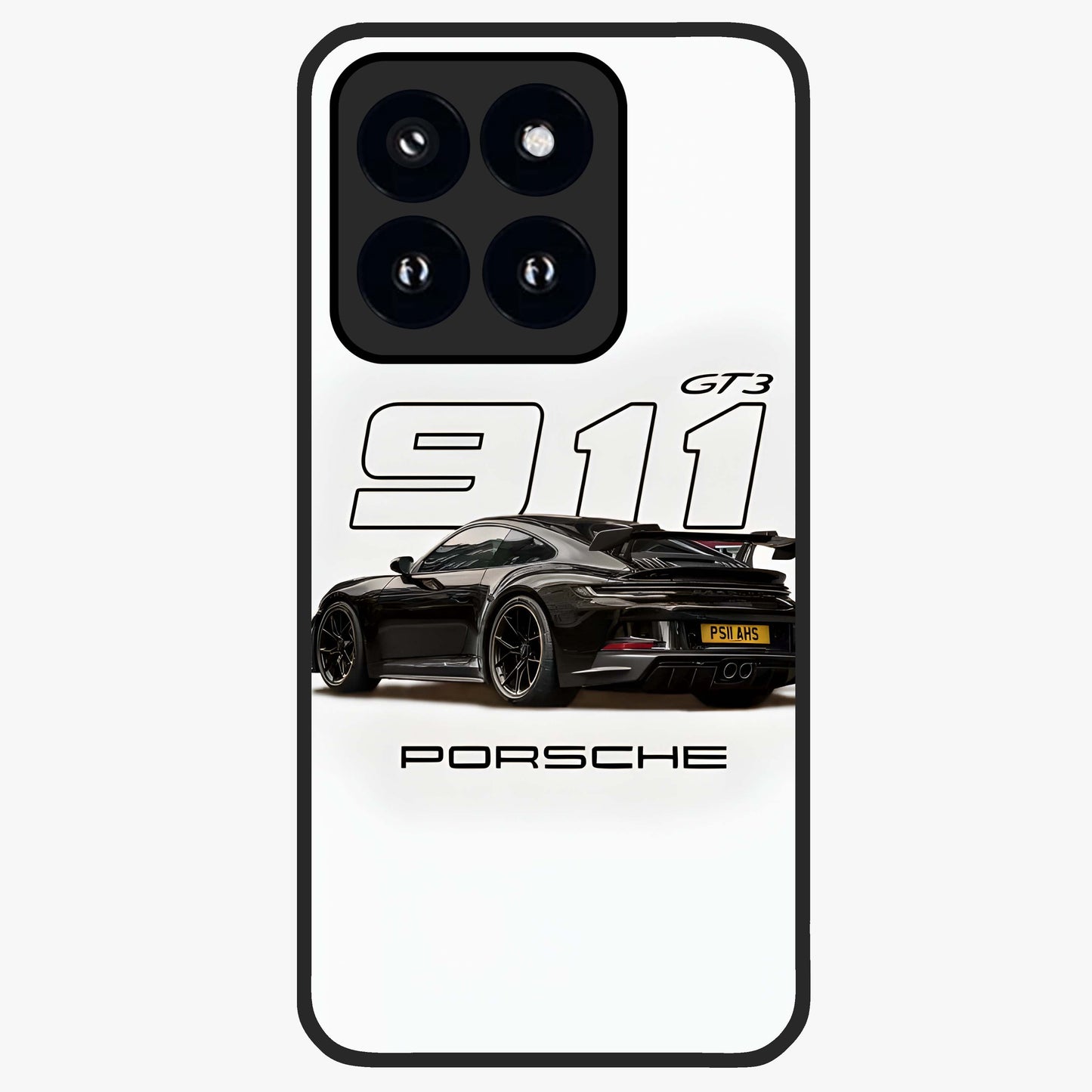 Turbo Legacy Icon Glass Case showing flat back view with iconic sports car inspired artwork and glossy glass finish.