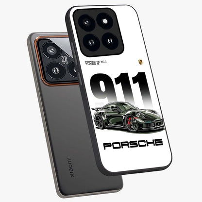 911 Turbo Dominance Glass Case displayed in premium angled mockup highlighting sporty car illustration and sleek glass surface.
