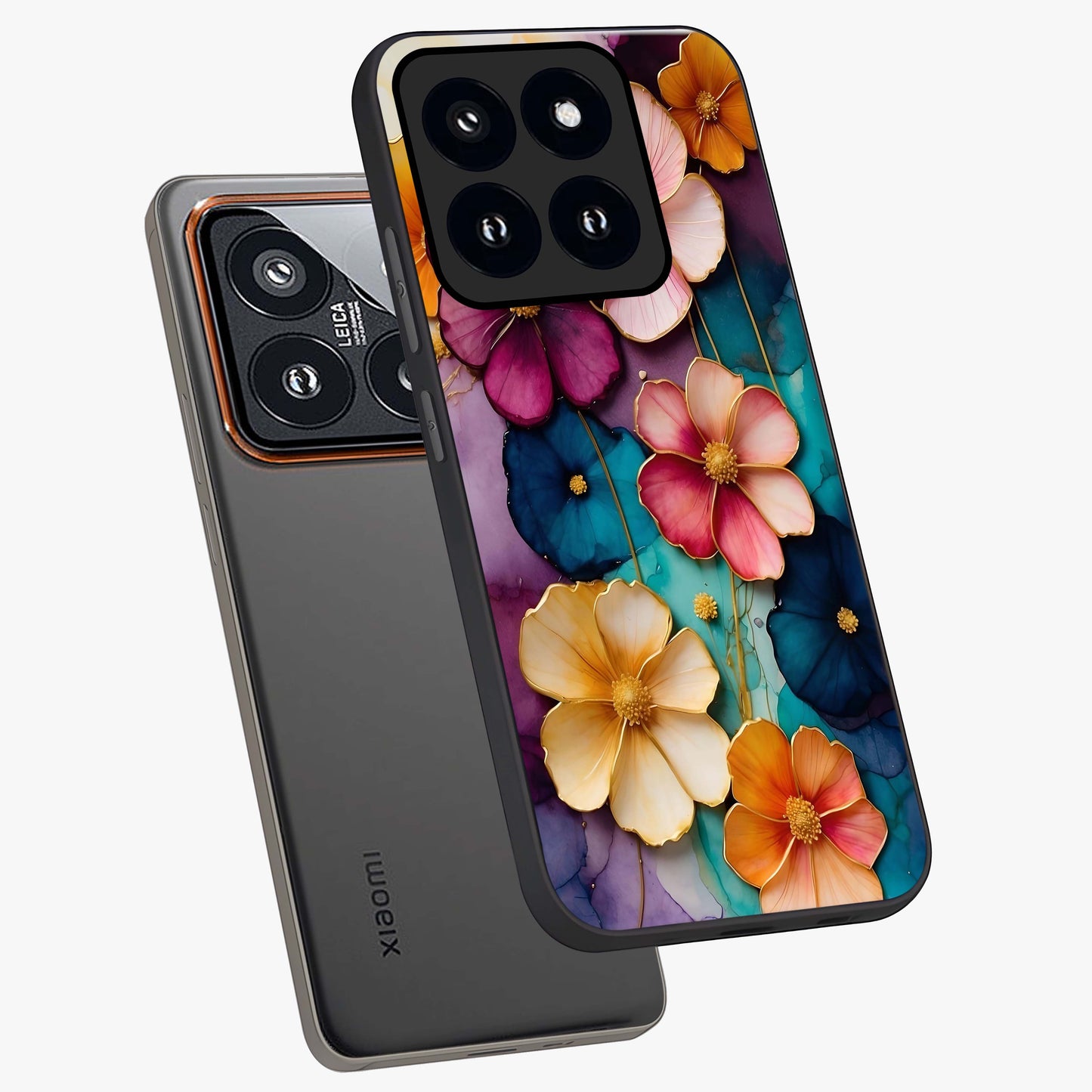 Artlyn Grace Flower Pattern Glass Case displayed in angled mockup highlighting delicate flower pattern design and smooth glass surface.