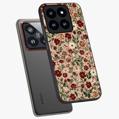 Biege Flower With Leaf Glass Case displayed in angled mockup highlighting minimal floral leaf design and elegant aesthetic.