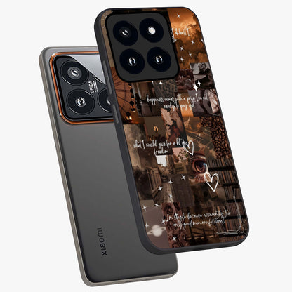 Bittersweet Aesthetic Chaos Glass Case displayed in angled mockup highlighting expressive abstract artwork and edgy aesthetic theme.