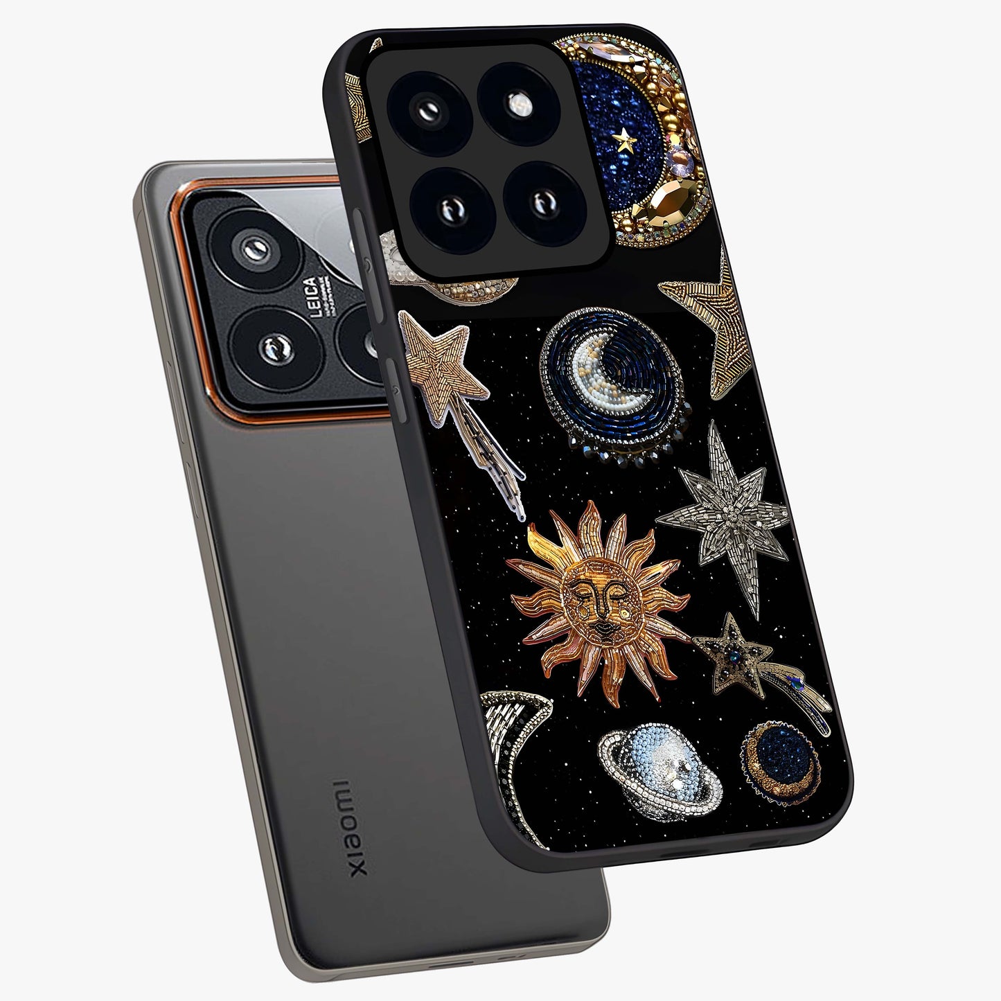 Celestial Gem Constellations Glass Case displayed in angled mockup highlighting gemstone inspired constellation design.