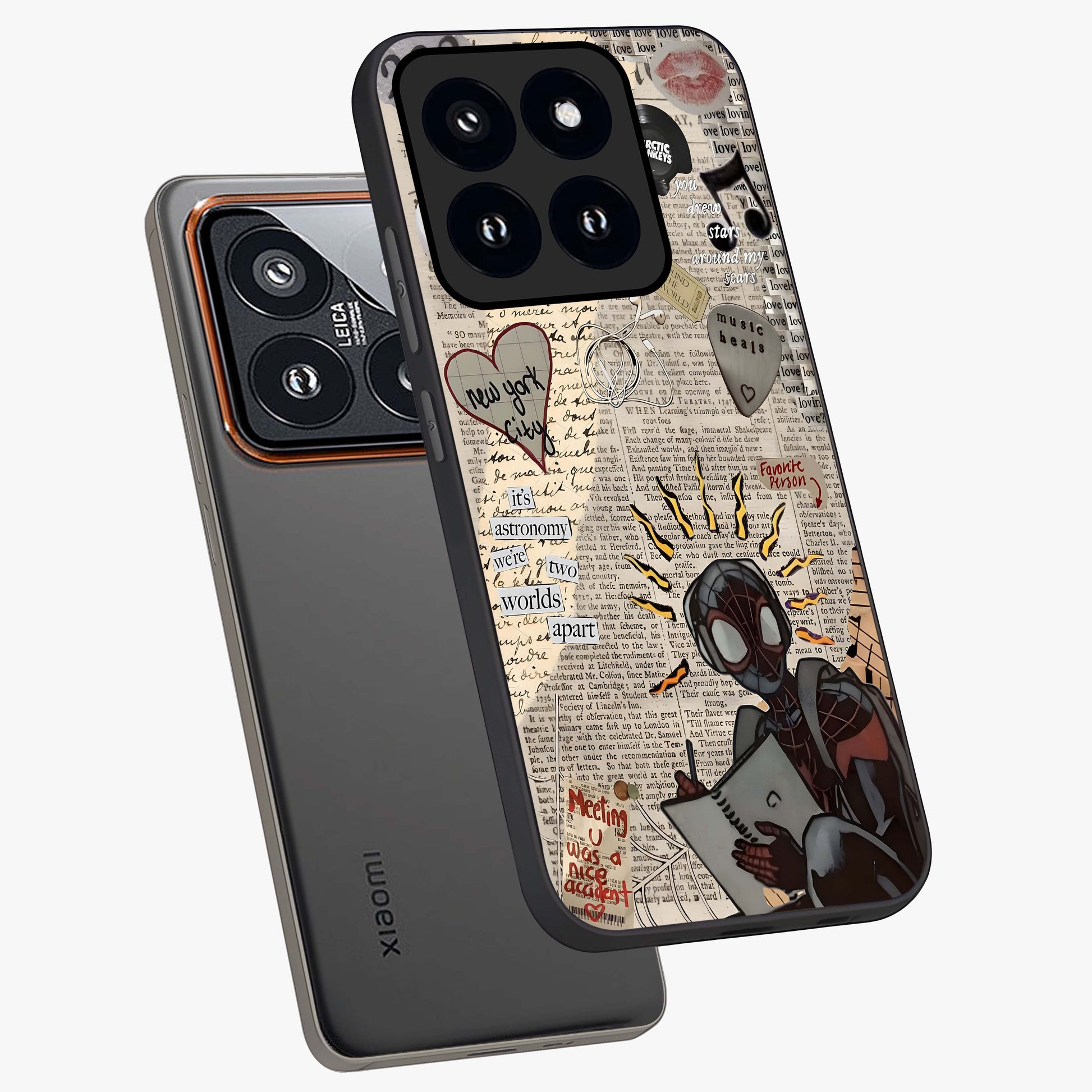 City Dream Sketch Glass Case displayed in angled mockup highlighting minimal city illustration with aesthetic sketch style.