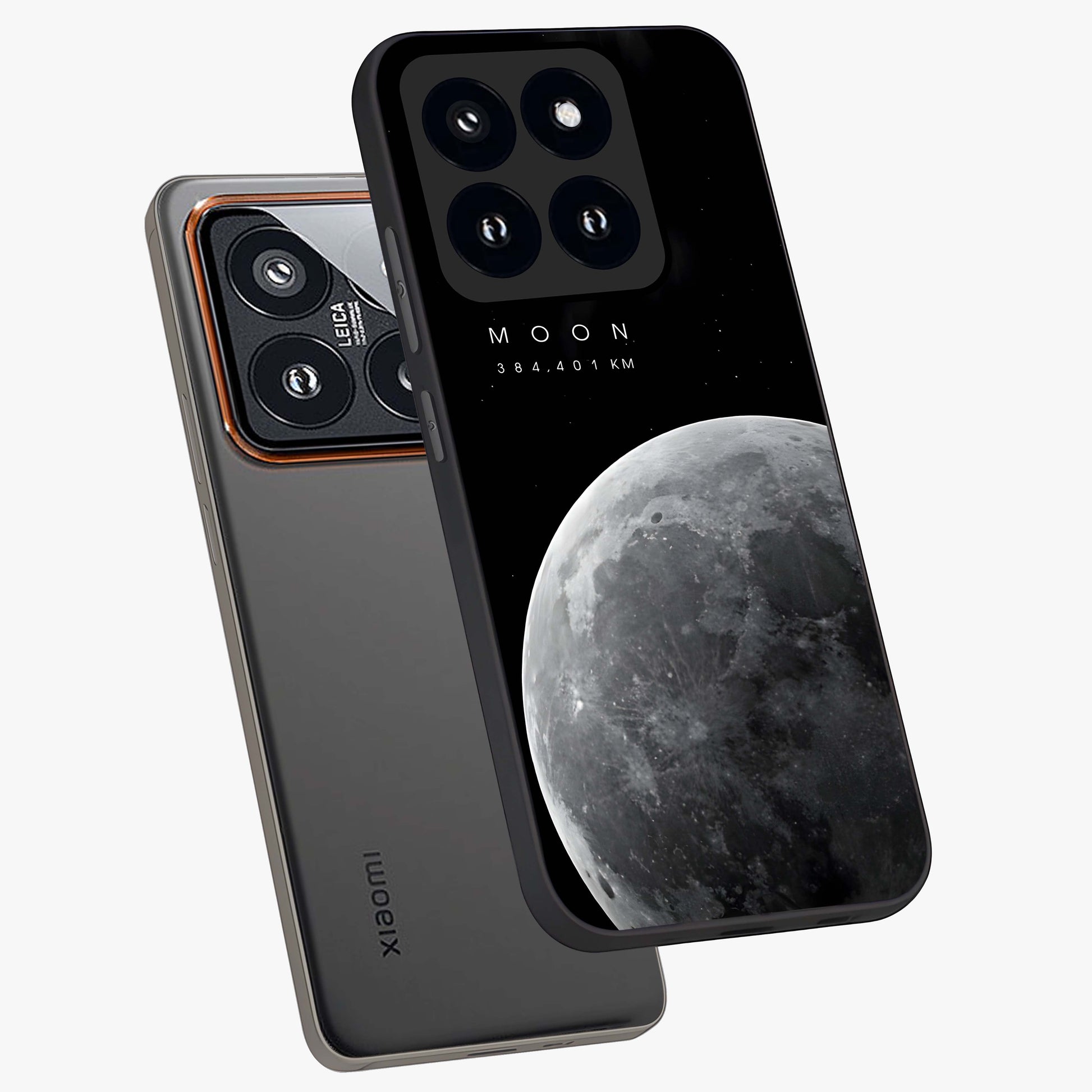Cosmic Moon Glow Glass Case displayed in angled mockup highlighting celestial moon design with cosmic aesthetic theme.