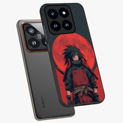 Crimson Moon Warlord Glass Case displayed in angled mockup highlighting dramatic crimson moon design with fantasy aesthetic.