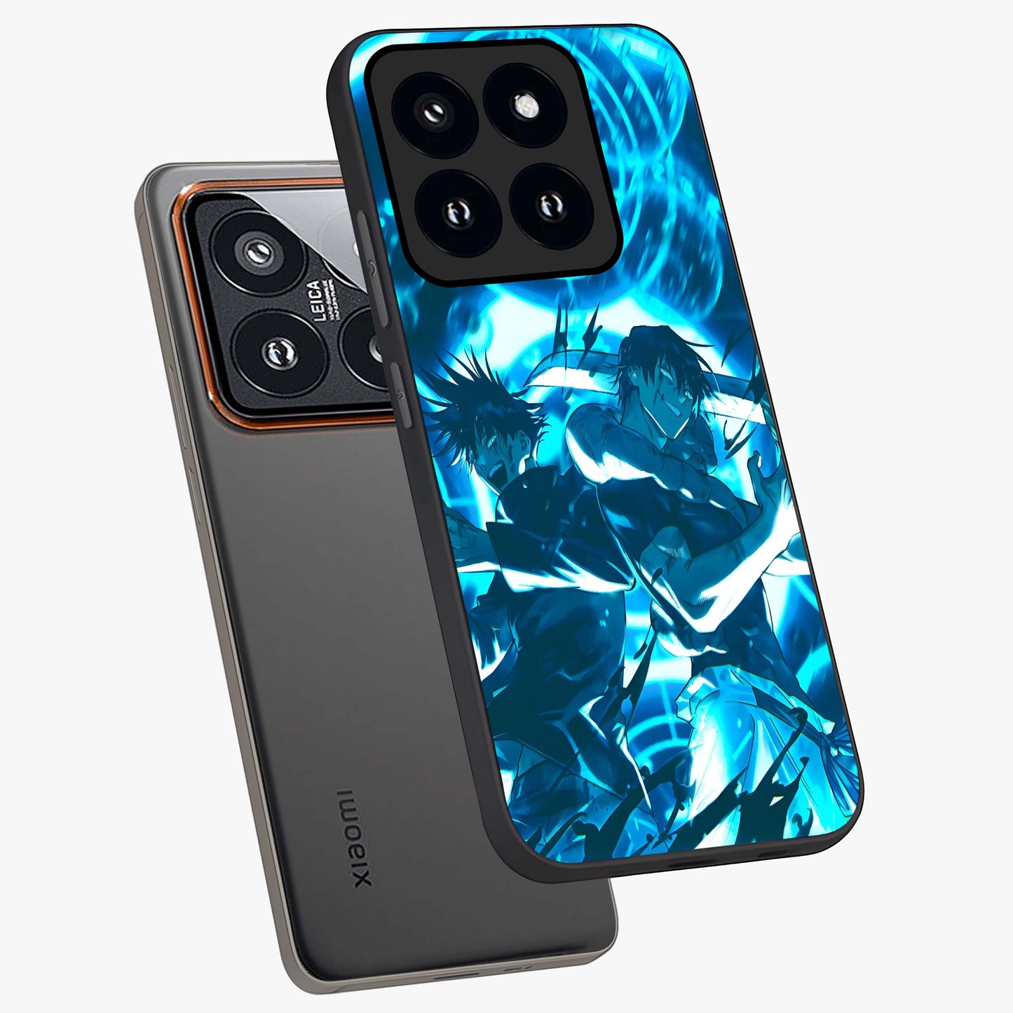 Cursed Energy Clash Glass Case displayed in angled mockup highlighting powerful battle inspired graphic with anime style aesthetic.