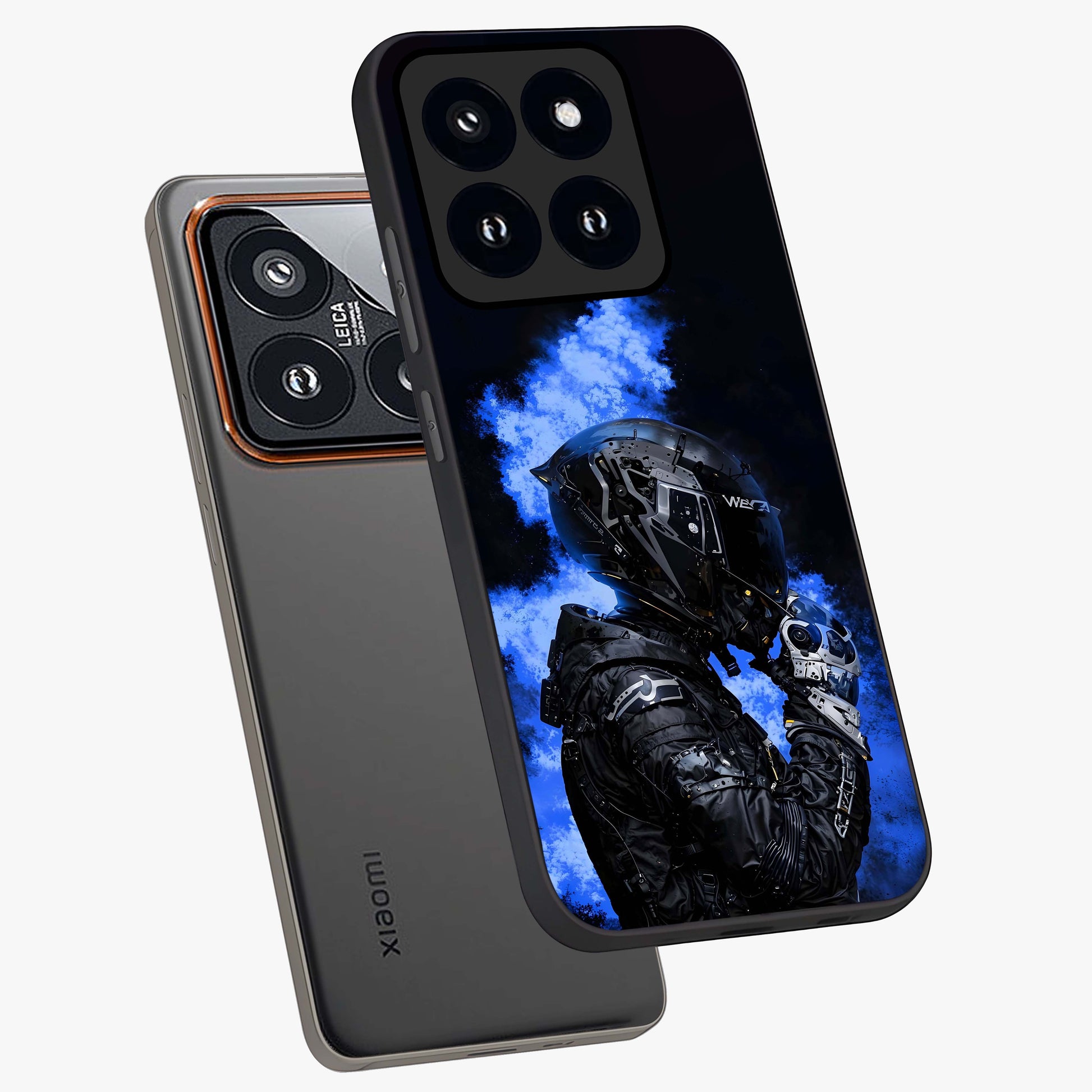 Cyber Sentinel Protocol Glass Case displayed in angled mockup highlighting digital cyber design with sci-fi aesthetic style.