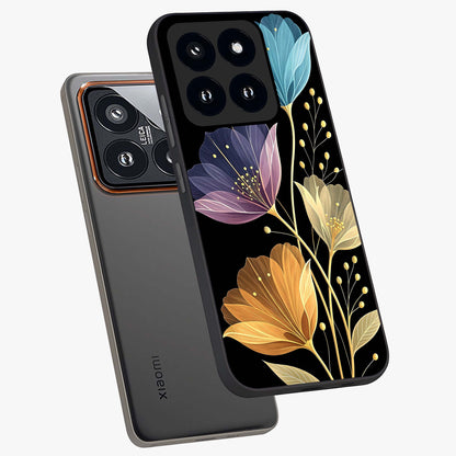 Delicate Multicolor Flowers Glass Case displayed in angled mockup highlighting colorful flower pattern with soft aesthetic style.