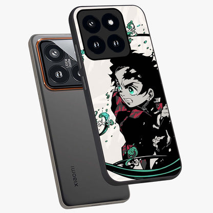 Demon Slayer Glass Case displayed in angled mockup highlighting dramatic anime character design with action aesthetic.