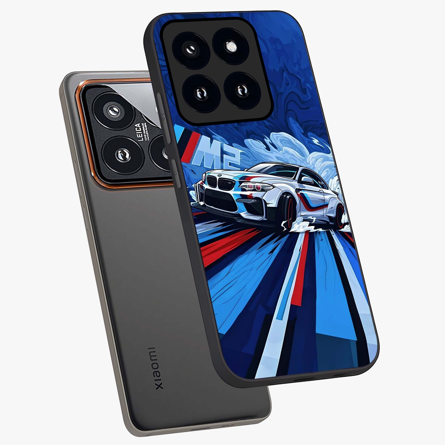 Drift Power Rush Glass Case displayed in angled mockup highlighting powerful drift car design with sporty aesthetic style.