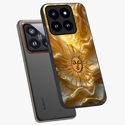 Eternal Golden Glow Glass Case displayed in angled mockup highlighting glowing golden aesthetic design with elegant style.